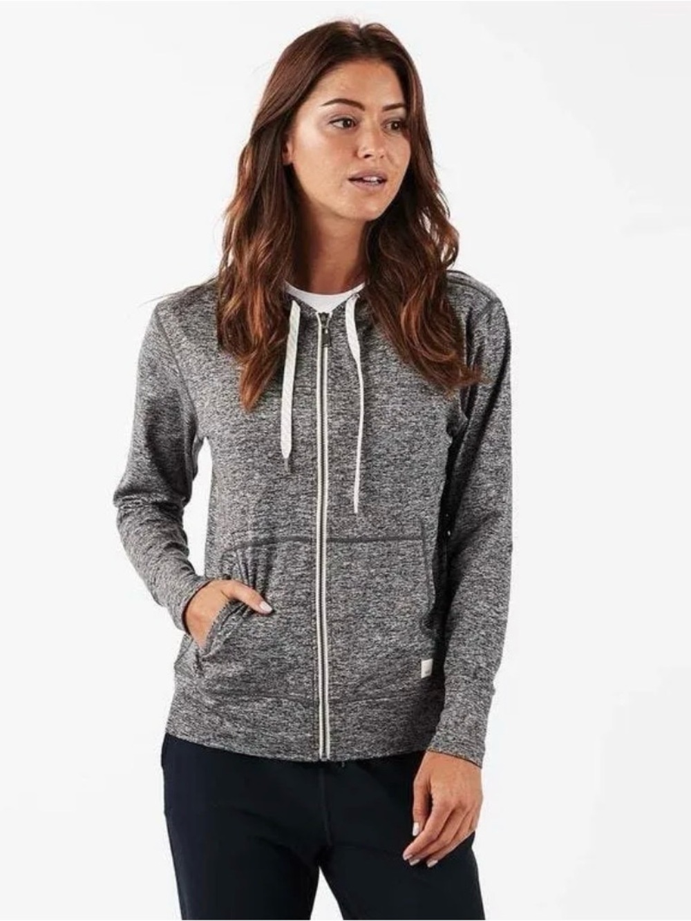 Vuori Halo Performance Hoodie Womens S Gray Heather Full Zip DreamKnit Jacket